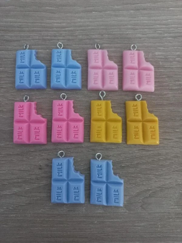 Lot De Pendentifs "Tablette Chocolat Colorée"